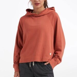 Women’s Small Vuori Sunnyside Orange Pullover Cropped Cozy Cotton Lounge Hoodie